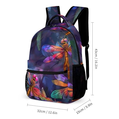 Colorful Dragonflies Funny Backpack Set with Lunch Bag And Pencil Case Lightweight Bags Sets2