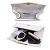 Milisente Clutch-Taschen für Damen, Hochzeit, Leder, Abendtasche, Metallic, Schultertasche, Geprägtes Leder, Weiß #4