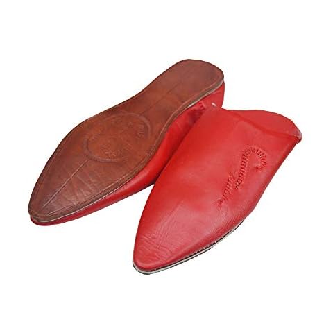 Moroccan slippers for Men - Genuine Leather Handmade by the Best Artisans of Marrakech Red Size: 8.5 UK Cover