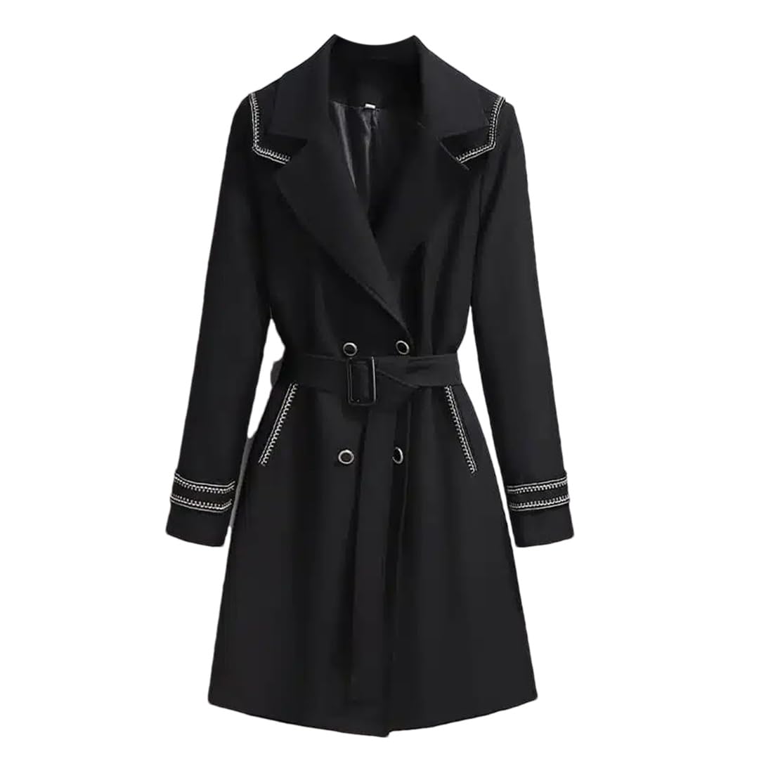 Trench da donna alla moda, doppiopetto, colletto a vento, capispalla slim