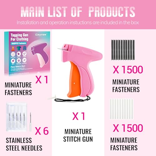 Image of Stitch Gun for Clothes - Stitchy Tagging Gun for Clothing, Handheld Stitch Gun Quick Clothing Fixer, Sewing Kit Includes 6 Needle,3000 Fasteners(1500 Black & 1500 White)
