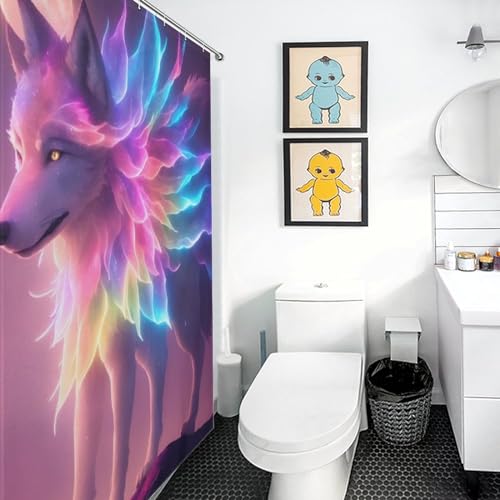 Rideau de douche loup imperméable en polyester lavable 183x183cm