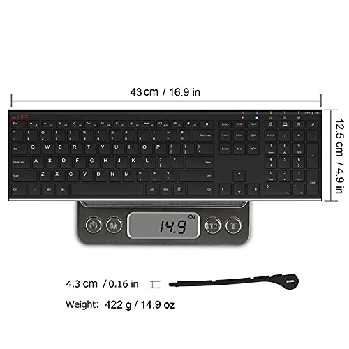 Allife 2.4G Wireless Keyboard Stainless Steel Ultra Slim Full Size Keyboard With Numeric Keypad For Computer/Desktop/Pc/Laptop/Surface/Smart Tv And Windows 10/8/ 7 Built In Rechargeable Battery #TOP5