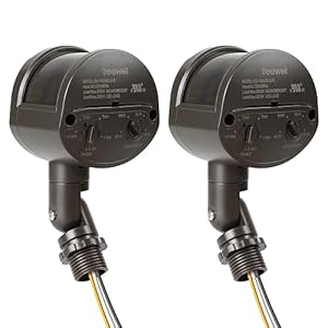 2 Pack Motion Sensor, 180-Degree Replacement Motion Detector, Adjustable Time & Detection Sensitivity Up to 60 Feet Range, 3 Working Modes Pir Motion Sensor for Security Floodlight, Brown, UL Listed