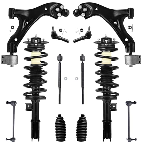 Image of Detroit Axle - 12pc Front End Suspension Kit for 2005-2006 Chevrolet Equinox Pontiac Torrent, 2 Lower Control Arms w /Ball Joint 4 Tie Rods 2 Sway Bars 2 Struts & Coil Spring 2 Boots Replacement
