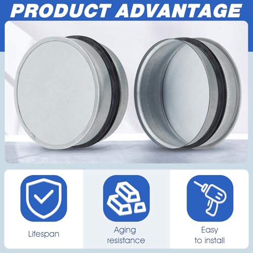 Image of VIHOSE 1 Pcs 4 Inch Od Dryer Vent Cap with Rubber Gasket Round Dryer Vent Cover Inside Galvanized Steel Tee Duct End Cap Pipe Cover Metal Plug for Outdoor and Indoor HVAC Systems