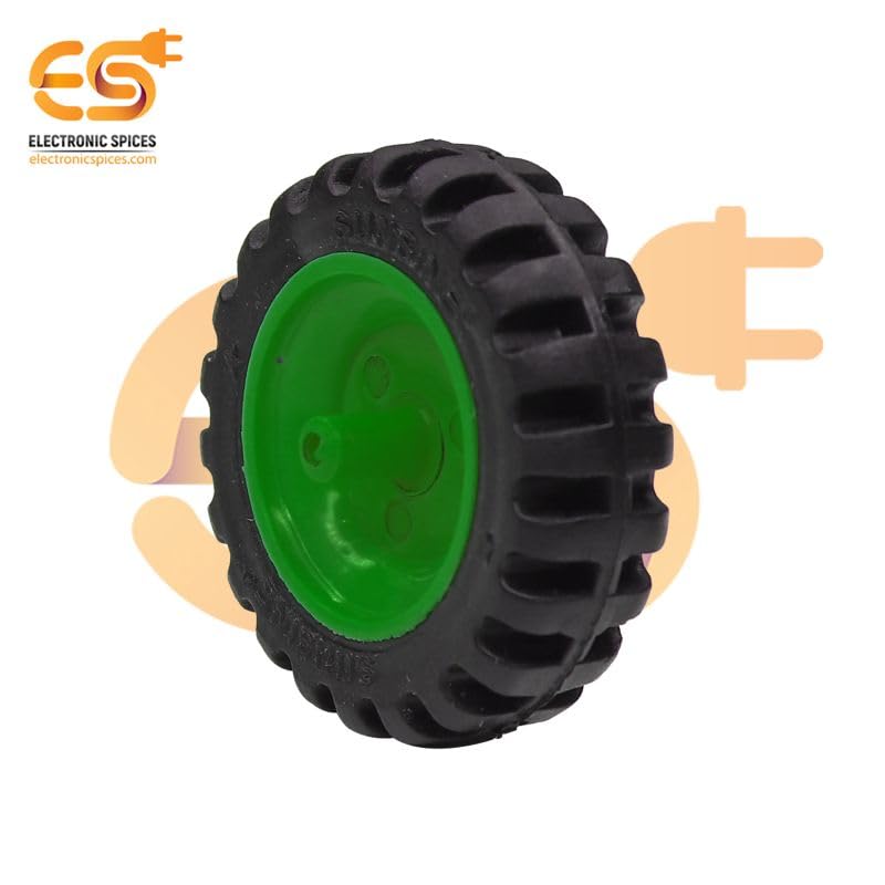 Electronic Spices 40mm x 12mm Blue Robotics Toy Smart Car Wheel | Durable Plastic Tyre with Grip Pack of 10 Pcs 3