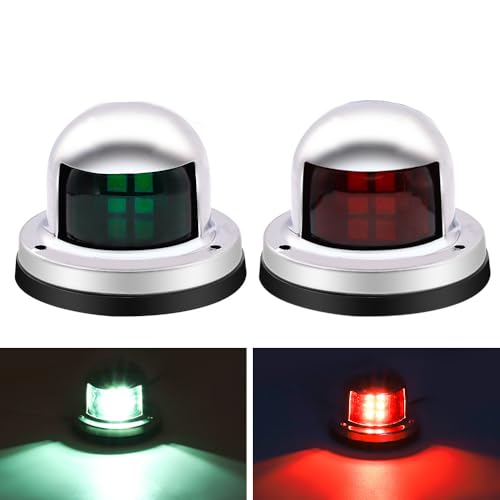 NWpangu LED Navigation Lights 12V IP67 Waterproof Boat Signal Light Red Green Marine Warning Lamps for Boat Pontoon Yacht Skeeter, 2pcs