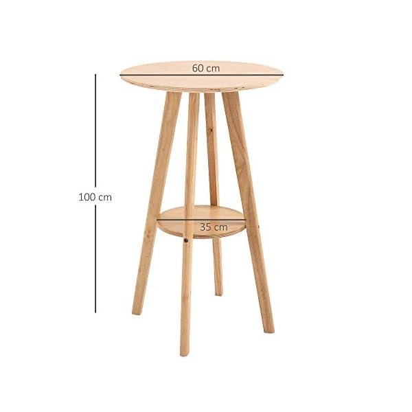 HOMCOM Bar Table Round Cocktail Bistro Table with Wood Legs for Pub, Dining Room, Kitchen & Home bar - Image 3