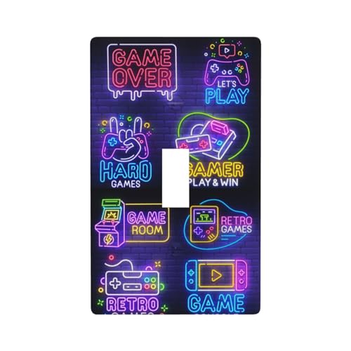 Games Funny Light Switch Cover Plates Decorative Single Toggle Wall Plate, 1 Gang Lightswitch Cover