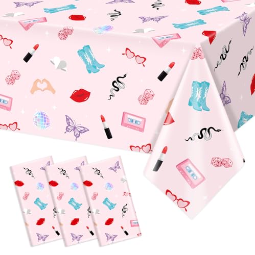 Aysimple Music Star Birthday Party Disposable Tablecloths for Girls 3pcs