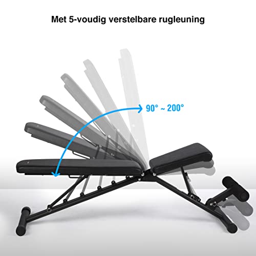 Ultrasport 5-1/9-1 All-in-One opvouwbare gewichtsbank, multifunctionele trainingsbank, 18-voudig verstelbare bank, flat/tilt/negative, buikspierbank, curlbank, krachttraining - Image 4