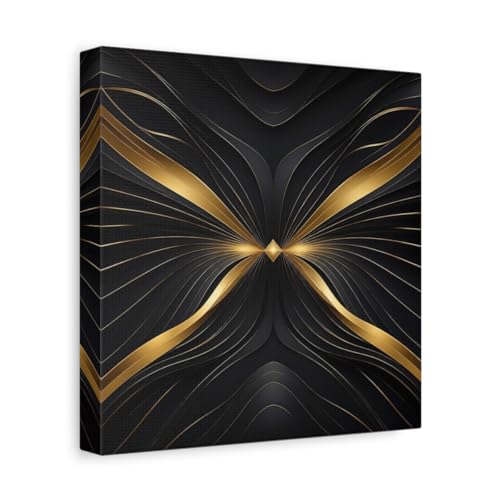 Tableau abstrait or et noir pour habiller un mur vide au-dessus du canapé