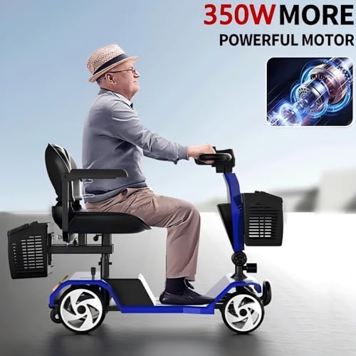 Image of 20A-32 Miles Electric Mobility Scooter for Adults Wheelchair Device for Travel, Elderly. 350 lbs Max Weight, 350W Heavy Duty Mobility Scooters for Seniors with Two Baskets (Y3-BULE3)