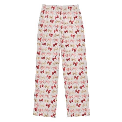 Bows Long Pajama Pants Elastic Waist PJ Bottoms with Pockets S A1132702