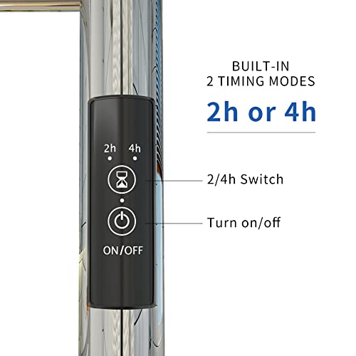 Kww Heated Towel Warmer With Built-In Timer And Led Indicator For Bathroom, Wall Mounted Hot Towel Racks With Top Shelf, Stainless Steel Heated Drying Rack (Polished, 5+3Bars) #TOP2