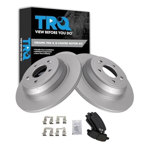 Image of TRQ Rear Brake Pad and Rotor Set Ceramic Coated Rotors Compatible with 2009 Hyundai Genesis