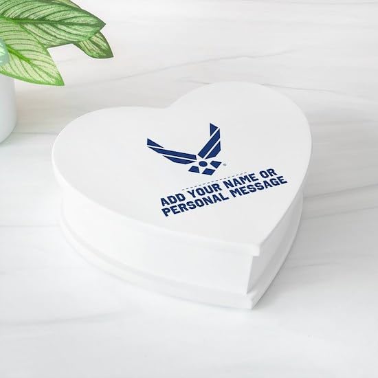 CafePress Custom Personalized PERSONALIZED U.S. Air Force Logo Heart Keepsake Box 7.48" L x 6.3" W x 2.4" H