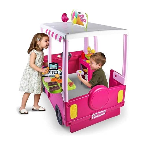 FEBER - Food Truck, combinación de vehículo y Cocina de Juguete 2en1, más de 50 Accesorios y Utensilios de Comida, para niños y niñas a Partir de 3 años, desarrolla la imaginación, Famosa (800012990)