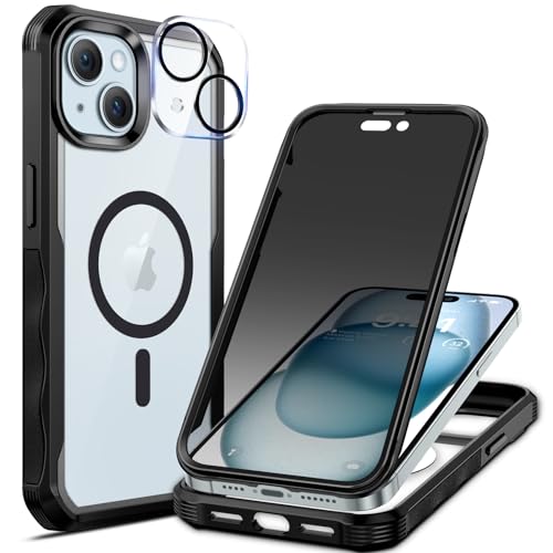 Coque iPhone 15 anti espion magSafe idéale pour sécuriser vos messages en transport noir
