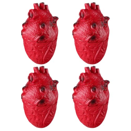 Corazones simulados de Halloween en vinilo rojo con diseño terrorífico para exteriores, 4 uds