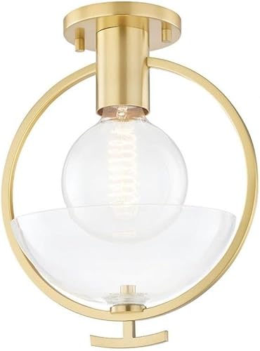 Mitzi H387601-AGB - Soporte semiempotrado contemporáneo moderno de una luz de Ringo Collection en latón con acabado antiguo, 10.38 pulgadas