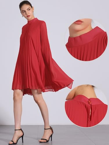 Image of Allegra K Women Chiffon Pleated Flowy Cloak Sleeve Cape Knee Length Dress
