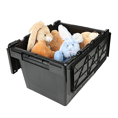 Mind Reader Storage Bin, Moving Boxes, Plastic Storage Bins with Lids, Organizing, 40L x 40W x 26.3H cm, Black by Mind Reader - Image 4