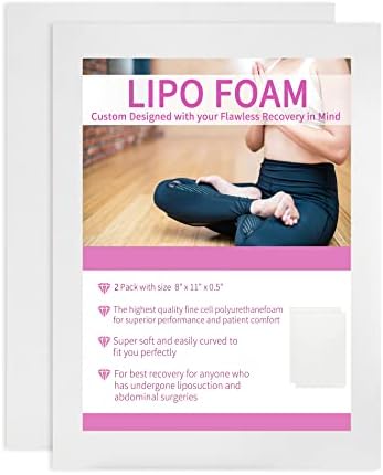 Birllaid 2 Pack Lipo Foam Pads for Post Surgery, Bbl Foam Boards after Lipo,Help Out When Using Ab Board Compression Garments Tummy Tuck,Liposuction Surgery Foam Sheet for Recovery 8"X11"