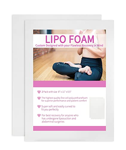 Birllaid 2 Pack Lipo Foam Pads For Post Surgery, Bbl Foam Boards After Lipo,Help Out When Using Ab Board Compression Garments Tummy Tuck,Liposuction Surgery Foam Sheet For Recovery 8"X11" #TOP3