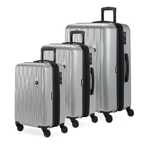 Image of SwissGear 7272 Energie Hardside Expandable Luggage with Spinner Wheels, Silver, 3-Piece Set (19 /24 /27)