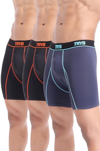 Image of TRYB Sports Underwear for Men | Stretchable Liquid Semi Compression Shorts | Trunks for Running & Gym Workout | Quick Dry, Breathable & Anti Chafing | Sports Innerwear Boxers