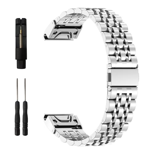 Bracelet Quickfit 22mm Anti-Irritation en Acier Inoxydable pour Garmin Fenix 5 Plus et S62