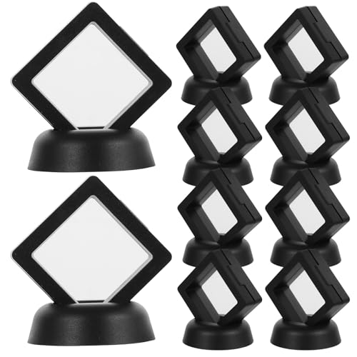 Homoyoyo Juego de 10 Vitrinas Flotantes para Joyería 5X5 CM Caja Expositora Transparente ABS para Anillos y Collares Organizador Decorativo para Exhibición y Almacenamiento de Joyas