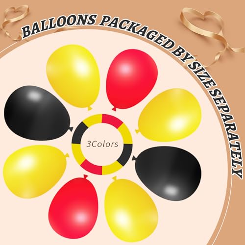 Image of 412Pcs Red Yellow Black Balloon Garland Arch Kit,18 12 10 5 Different Sizes Latex Party Balloons for Baby Shower Wedding Graduation Cartoon Game Theme Birthday Party Decorations