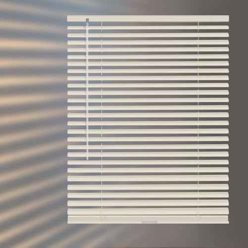 HIDODO Aluminum Mini Blinds for Windows Cordless Horizontal Window Shades for Light Adjustment, Metal Venetian Blinds Waterproof for Bedroom, Bathroom, 24" W x 64" H, Beige