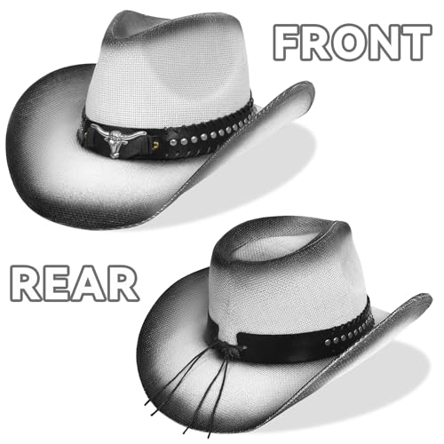 Image of WQWOVRVO Cowboy Hat,Cowgirl Hat,Western Cowboy Hats for Women /Mens /Straw Wide with Shapeable Brim Cowboy Hat for Womens