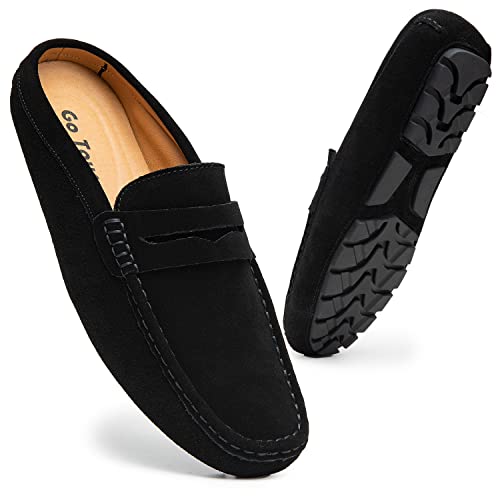 Go Tour Mens Handmade Suede Leather Mules Clog Slippers Breathable Leather Slip on Shoes Casual Loafers2