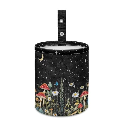 Image of Collapsible Mushroom Butterfly Daisy Trash Can - Accessories for Cars, Camping & Family Gatherings, Easy to Clean, Waterproof