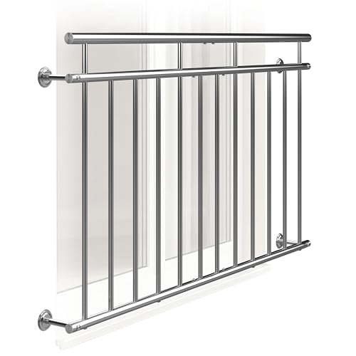 MONZANA® Balustrade de balcon français 156 cm acier inoxydable main courante garde-corps sécurité fenêtre barreaux