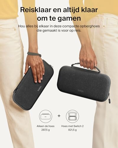 Belkin Gaming Nintendo Switch 2 Beschermhoes voor op reis met AirTag-houder en opbergruimte voor spelletjes - Draagtas, licht, reishoes met harde schaal en zachte voering, reisaccessoires - Antraciet - Afbeelding 5