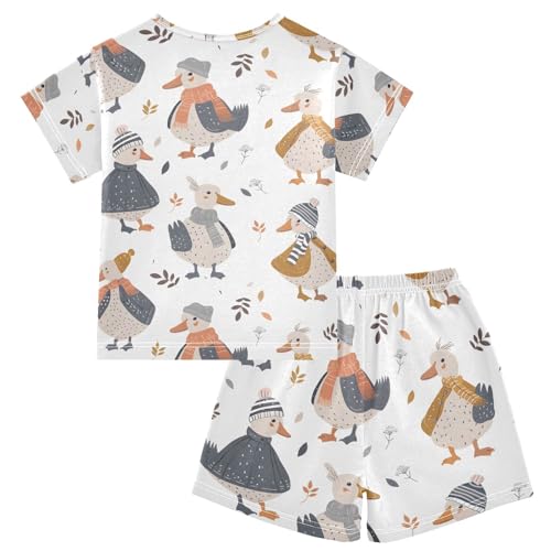 ALAZA Goose Duck Winter Pajamas Short Sleeve 2 Piece Sleepwear Top and Bottom Pajama Set Unisex2