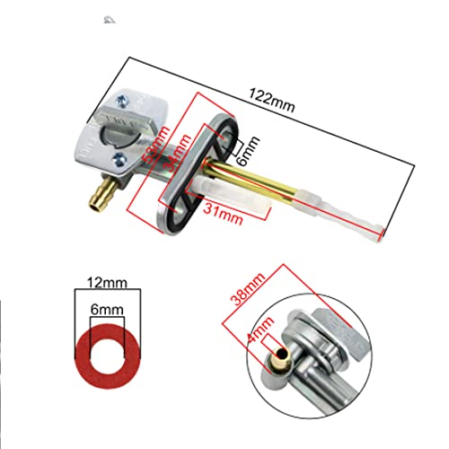 Wai Danie Kraftstoff Benzintank Benzinhahn Schalter Kompatibel mit Yamaha Blaster 200 YFS200 XT600 350 TTR250 230 125 TTR225 WR250F WR400F WR450F YFM350 YFM600 YFM660 TTR230 ATV Quad Go Kart Pit Bike