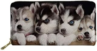 HUGS IDEA Huskies Puppies Wallets Long Purse Large Card Holder Clutch for Women Men