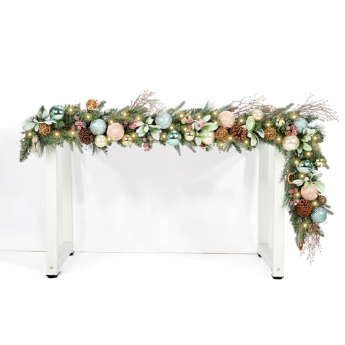 WBHome-Pre-lit-6-Feet72-Inch-Christmas-Garland-Light-Green-Lighted-Garland-with-50-LED-Lights-for-Indoor-Outdoor-Xmas-Decor-Holiday-Decorations-Battery-Operated-Batteries-NOT-Included WBHome Pre lit 6 Feet72 Inch Christmas Garland Light Green Lighted Garland with 50 LED Lights for Indoor Outdoor Xmas Decor Holiday Decorations Battery Operated Batteries NOT Included