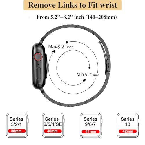Image of MioHHR Slim Metal Band Compatible with Apple Watch Bands 42 /41 /40 /38mm