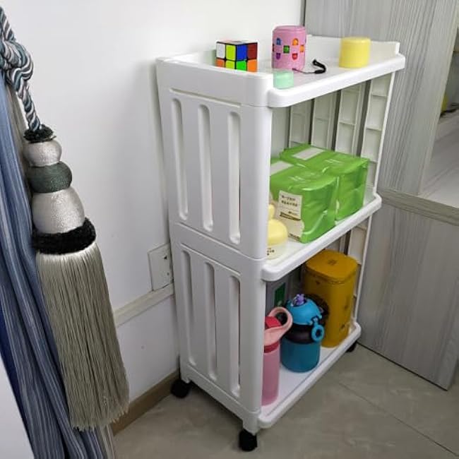 3 Tier Rolling Storage Cart Organizer Shelf on Wheels Movable Organization Rack with Wheels Shelving Unit Trolley for Bathroom Laundry Room Office Utility Cart (Taller Size)-RjQNNXez