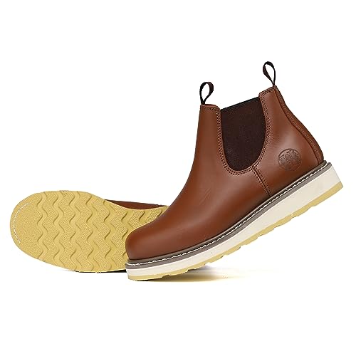 Mens 6" Slip On Soft Toe Suretrack Leather Slip Resistant Durable Work Boots, 849852