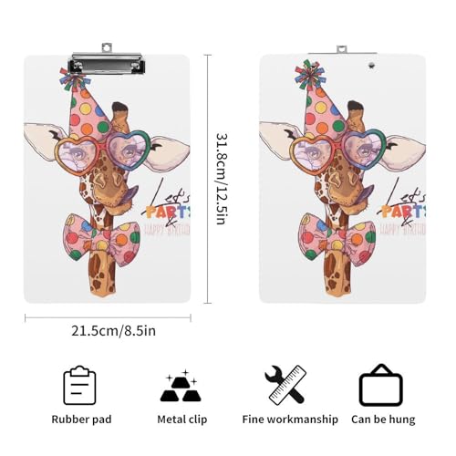 Porte-bloc A4 girafe mignonne avec pince à profil bas pour documents - 2