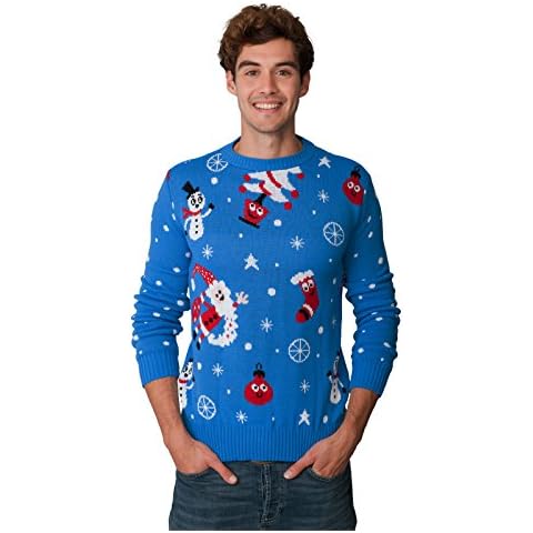 New Camp Ltd Christmas Xmas 2018 Mens Jumper Novelty Fairisle Santa Party Sweater Jumper Womens Unisex Floating Santa Exclusively to Sizes - S/M/L/XL/2XL/3XL/4XL Cover
